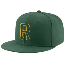 Load image into Gallery viewer, Custom Green Green-Gold Stitched Adjustable Snapback Hat
