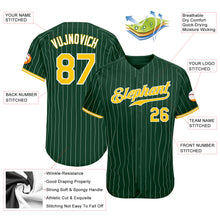 Load image into Gallery viewer, Custom Green White Pinstripe Gold-White Authentic Baseball Jersey
