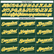 Load image into Gallery viewer, Custom Green White Pinstripe Gold-White Authentic Baseball Jersey
