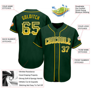 Custom Green Gold-White Authentic Drift Fashion Baseball Jersey