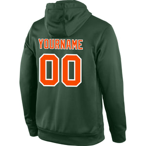 Custom Stitched Green Orange-White Sports Pullover Sweatshirt Hoodie