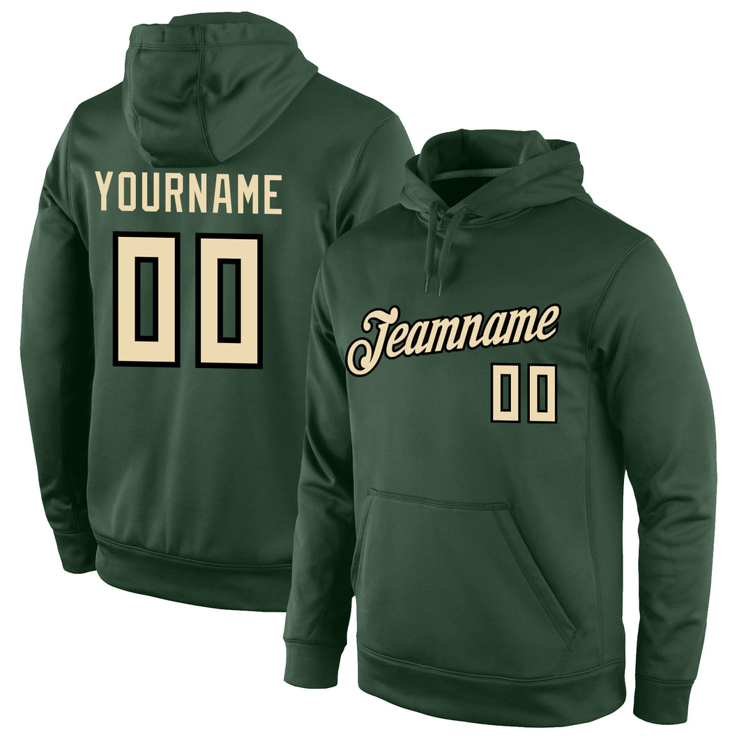 Custom Stitched Green Cream-Black Sports Pullover Sweatshirt Hoodie