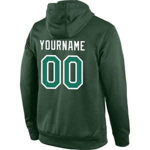 Custom Stitched Green Kelly Green-White Sports Pullover Sweatshirt Hoodie