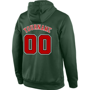 Custom Stitched Green Red-Black Sports Pullover Sweatshirt Hoodie