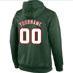 Custom Stitched Green White-Red Sports Pullover Sweatshirt Hoodie