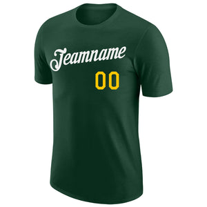 Custom Green White-Gold Performance T-Shirt