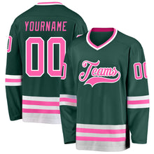 Load image into Gallery viewer, Custom Green Pink-White Hockey Jersey
