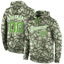 Load image into Gallery viewer, Custom Stitched Green Neon Green-White 3D Pattern Design Dollar Sports Pullover Sweatshirt Hoodie
