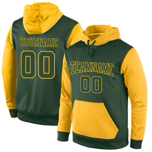 Custom Stitched Green Green-Gold Sports Pullover Sweatshirt Hoodie