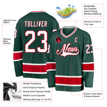 Load image into Gallery viewer, Custom Green White-Red Hockey Jersey
