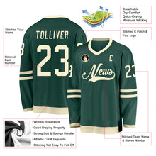 Load image into Gallery viewer, Custom Green Cream Hockey Jersey
