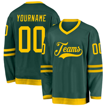 Custom Green Gold Hockey Jersey