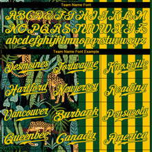 Load image into Gallery viewer, Custom Green Gold-Black 3D Pattern Design Leopards And Tropical Palm Leaves Authentic Baseball Jersey

