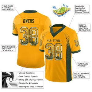 Custom Gold Green-White Mesh Drift Fashion Football Jersey