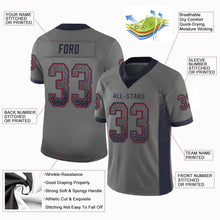 Load image into Gallery viewer, Custom Gray Navy-Red Mesh Drift Fashion Football Jersey
