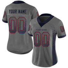 Load image into Gallery viewer, Custom Gray Navy-Red Mesh Drift Fashion Football Jersey
