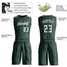 Load image into Gallery viewer, Custom Hunter Green White Round Neck Suit Basketball Jersey
