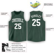 Load image into Gallery viewer, Custom Hunter Green White Round Neck Basketball Jersey
