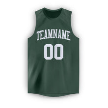 Load image into Gallery viewer, Custom Hunter Green White Round Neck Basketball Jersey
