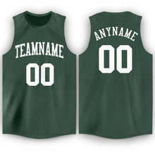 Load image into Gallery viewer, Custom Hunter Green White Round Neck Basketball Jersey
