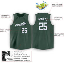 Load image into Gallery viewer, Custom Hunter Green White Round Neck Basketball Jersey
