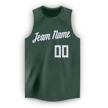 Load image into Gallery viewer, Custom Hunter Green White Round Neck Basketball Jersey
