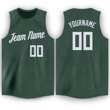 Load image into Gallery viewer, Custom Hunter Green White Round Neck Basketball Jersey
