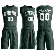 Load image into Gallery viewer, Custom Hunter Green White Round Neck Suit Basketball Jersey
