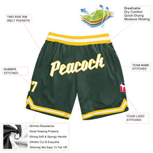 Load image into Gallery viewer, Custom Hunter Green White-Gold Authentic Throwback Basketball Shorts
