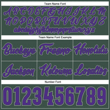 Load image into Gallery viewer, Custom Hunter Green Purple-Gray Authentic Throwback Basketball Shorts

