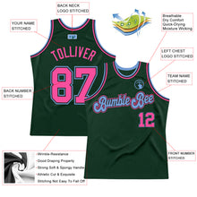 Load image into Gallery viewer, Custom Hunter Green Pink-Light Blue Authentic Throwback Basketball Jersey
