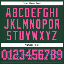 Load image into Gallery viewer, Custom Hunter Green Pink-Light Blue Authentic Throwback Basketball Jersey
