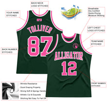 Load image into Gallery viewer, Custom Hunter Green Pink-White Authentic Throwback Basketball Jersey
