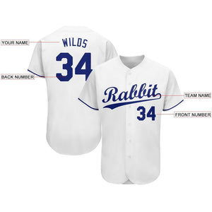 Custom White Royal Baseball Jersey