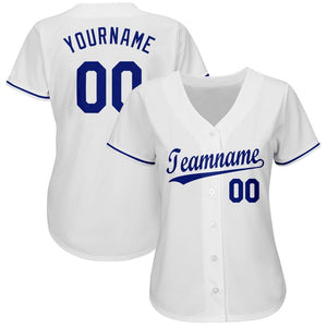 Custom White Royal Baseball Jersey