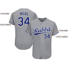 Load image into Gallery viewer, Custom Gray Royal-White Baseball Jersey
