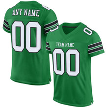 Load image into Gallery viewer, Custom Grass Green White-Black Mesh Authentic Football Jersey

