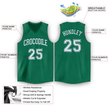 Load image into Gallery viewer, Custom Kelly Green White V-Neck Basketball Jersey
