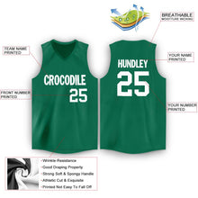 Load image into Gallery viewer, Custom Kelly Green White V-Neck Basketball Jersey
