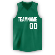 Load image into Gallery viewer, Custom Kelly Green White V-Neck Basketball Jersey
