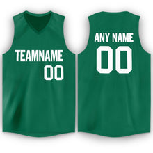 Load image into Gallery viewer, Custom Kelly Green White V-Neck Basketball Jersey
