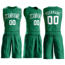 Load image into Gallery viewer, Custom Kelly Green White Round Neck Suit Basketball Jersey
