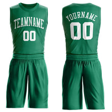 Load image into Gallery viewer, Custom Kelly Green White Round Neck Suit Basketball Jersey
