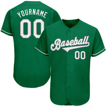 Load image into Gallery viewer, Custom Kelly Green White-Gray Authentic St. Patrick&#39;s Day Baseball Jersey
