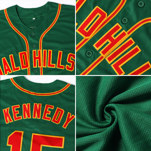 Custom Kelly Green Red-Gold Authentic Baseball Jersey