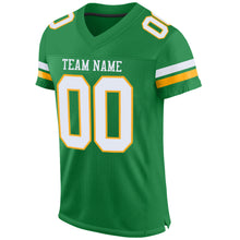 Load image into Gallery viewer, Custom Grass Green White-Gold Mesh Authentic Football Jersey
