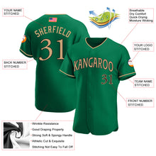 Load image into Gallery viewer, Custom Kelly Green Old Gold-Black Authentic American Flag Fashion Baseball Jersey
