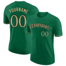 Load image into Gallery viewer, Custom Kelly Green Old Gold-Black Performance T-Shirt
