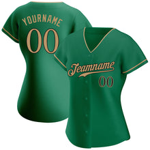 Load image into Gallery viewer, Custom Kelly Green Old Gold-Black Authentic Baseball Jersey
