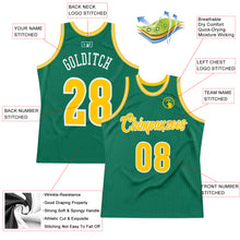 Load image into Gallery viewer, Custom Kelly Green Gold-White Authentic Throwback Basketball Jersey
